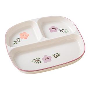 紫萱花高颜值早餐减脂分餐盘餐具分格儿童餐盘陶瓷家用分隔盘子