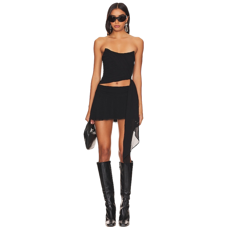 NBD 抹胸上装不规则设计感黑色短款背心修身显瘦性感小众REVOLVE