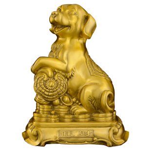 铜狗摆件黄铜西北缺角入户客厅大号金钱十二生肖狗摆设补角吉祥物