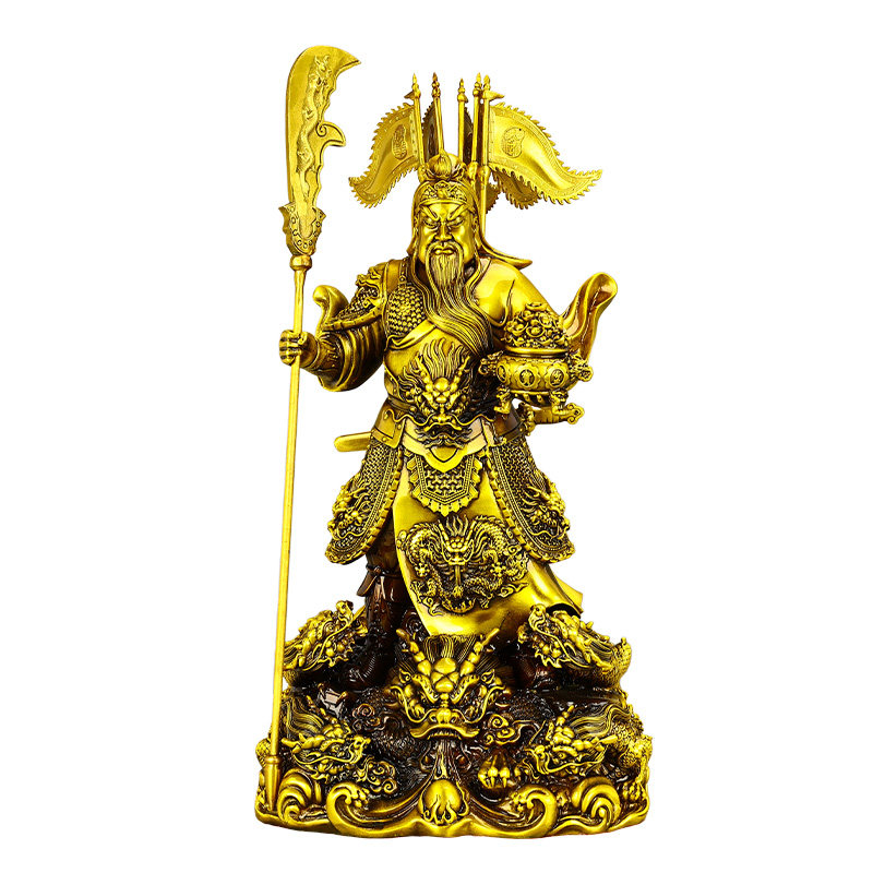 黄铜关公武财神立刀大号神像摆件