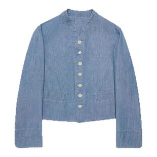 【现货】GROVE EDGE秋季新款韩版宽松复古纯色立领牛仔夹克外套女