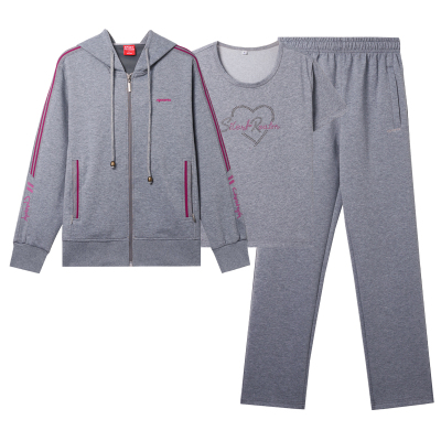 中老年情侣装连帽卫衣运动套装春