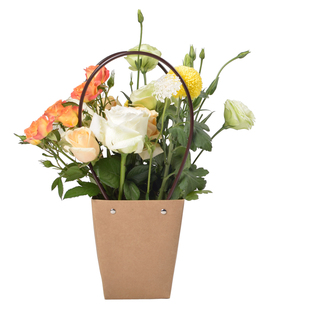 防水牛皮纸鲜花手提袋鲜花包装袋插花蓝小花束包装盒花艺礼品袋