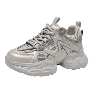 戈美其女鞋老爹鞋网面软底透气增高新款厚底增高休闲运动鞋跑步鞋