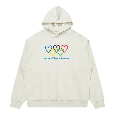 CryingCenter 爱心五色环去爱去哭加薄绒戴帽宽松卫衣