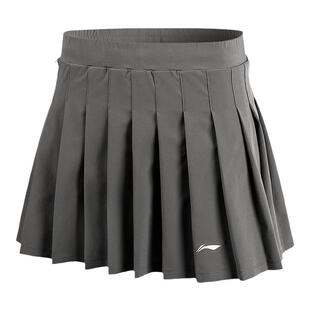 李宁羽毛球服网球服运动秋冬新款百褶A字裙女款白色短裙速干透气