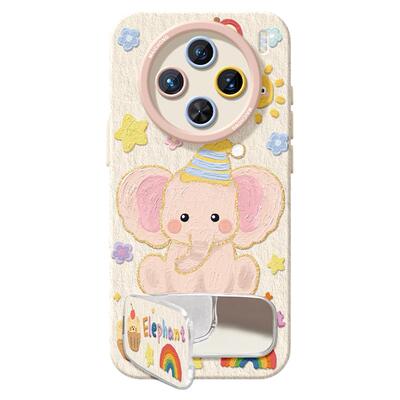 适用vivox200s手机壳ultra女款x90s保护套x80pro硅胶x70全包防摔x60高级50新款x100油画vivo支架大象pro+软外