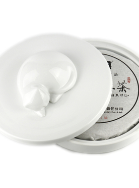 吴安然原创设计眠猫盒子 景德镇高品质普洱茶饼盒糖盒艺术礼品