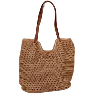 【白茶风】文艺范编织包镂空单肩棉线森系海边托特包休闲单肩草编