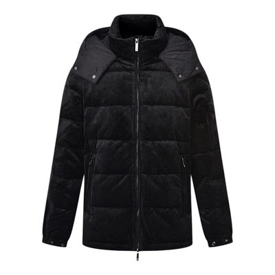 RARE威雅男装2025冬季新款可脱卸连帽灯芯绒外套黑色宽松羽绒服男