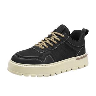 意尔康男鞋2026新款春季厚底增高耐磨工装鞋休闲百搭男士皮面板鞋