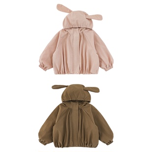 幼悠女童2026春季新款连帽兔耳外套防水轻薄宽松儿童可爱上衣春装