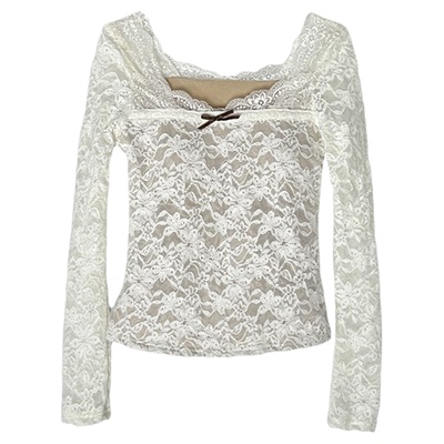 秒变天鹅颈！~大v领蕾丝打底女新