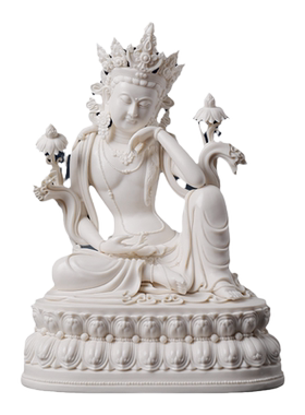 戴玉堂陶瓷摆件《思维菩萨》郑金星德化白瓷藏传佛像供奉客厅家用