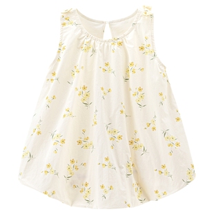 乖奇熊女宝宝纯棉背心连衣裙夏季薄款婴儿童公主花苞裙可爱小裙子