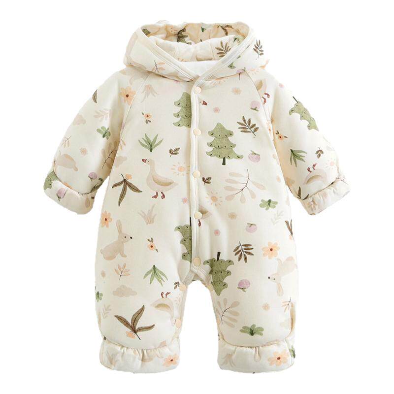 外出服婴儿冬包脚0一6月婴儿冬装外套秋冬宝宝包手保暖加厚连体衣