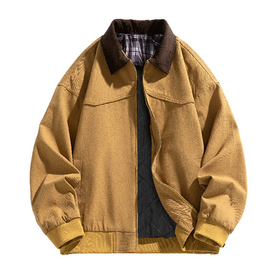 夹克男士冬季简约加厚夹棉棒球服