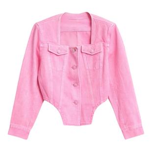 pushBUTTON 潮流都市女士不规则下摆牛仔外套银泰百货精品 301596