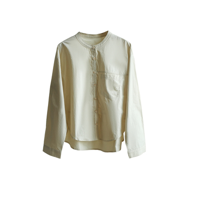 纯棉女士小立领长袖衬衫