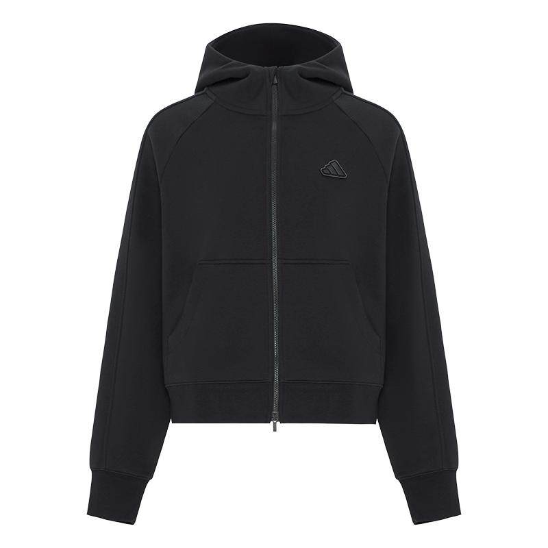 休闲加绒宽松运动连帽夹克外套拉链卫衣女装秋季adidas阿迪达斯