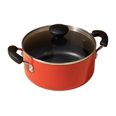 美亚铝合金20cm双耳不粘带盖汤锅