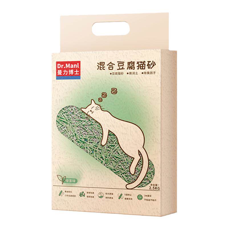 曼力博士猫砂混合型猫沙除臭豆腐砂无尘绿茶除臭无尘矿砂猫咪用品
