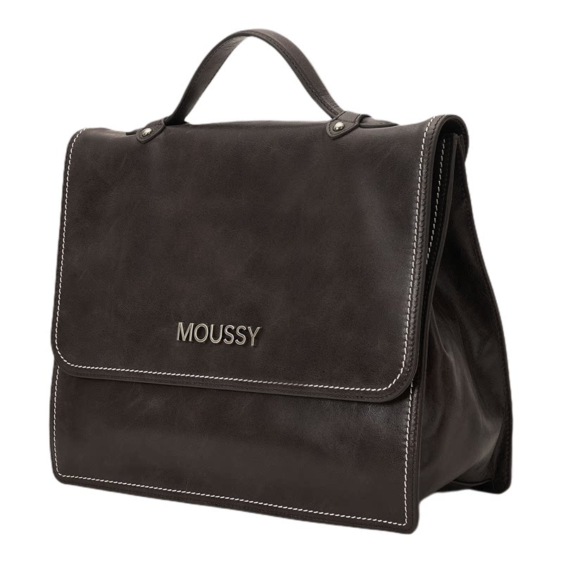 Moussy女真皮牛皮小双肩背包简约通勤包旅行外出小背包高级感女包