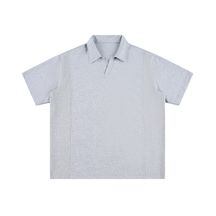 Dream made 轻奢老钱风短袖polo衫男款夏季极简V领T恤半袖上衣服