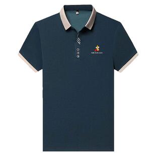 稻草人2026新款短袖t恤男士夏季刺绣翻领polo衫中老年爸爸体恤男