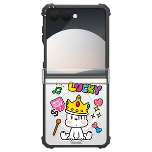 韩国MOLANCANO三星Galaxy Z Flip7/6/5手机壳中轴铰链保护可爱Munch蒙克小狗简约透明轻薄防摔外壳磁吸保护套