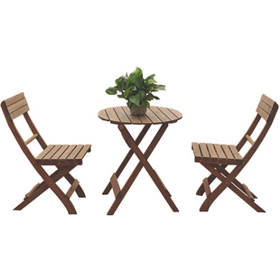 包邮折叠餐桌实木免安装桌椅组合便携阳台木制圆桌学习书桌花桌