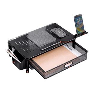 日本SANWA钢质电脑增高台架子屏幕托架台式显示器垫高底座办公室笔记本桌面置物架键盘收纳支架座高带抽屉