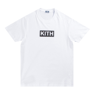 defans KITH BOX LOGO植绒印花短袖男圆领套头Tee恤情侣打底衫女