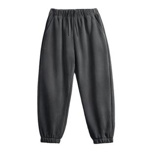 马登工装美式双面摇粒绒束脚卫裤加绒保暖运动休闲直筒长裤男秋冬