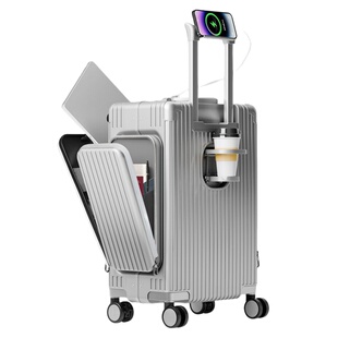 旅大侠三开盖铝框行李箱TSA密码锁登机箱万向轮旅行箱PC材质硬箱