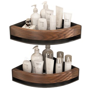 胡桃木卫生间三角置物架厕所洗手洗漱台浴室架子免打孔墙上收纳架