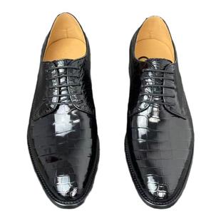 纯真鳄鱼皮男鞋子2024新款正品真皮鞋男士商务正装结婚新郎德比鞋