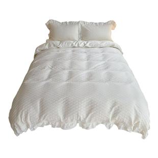 半眠日记|仙女奶油白花边全棉四件套少女心干净白色纯棉床品床笠