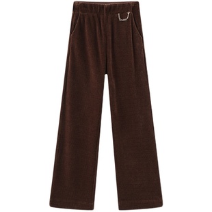 tanni2025秋冬季款休闲百搭通勤灯芯绒松紧腰阔腿裤女TM31PA600A