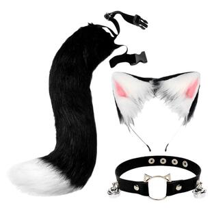 尾巴cos玩具猫耳猫尾套装狐狸日系手作cosplay猫娘发箍绑带配饰