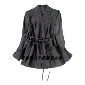 优雅通勤系带女西服长袖丝毛外套
