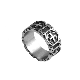 做旧款男戒指开口可调节嘻哈小众设计十字架潮牌冷淡风指环食指戒