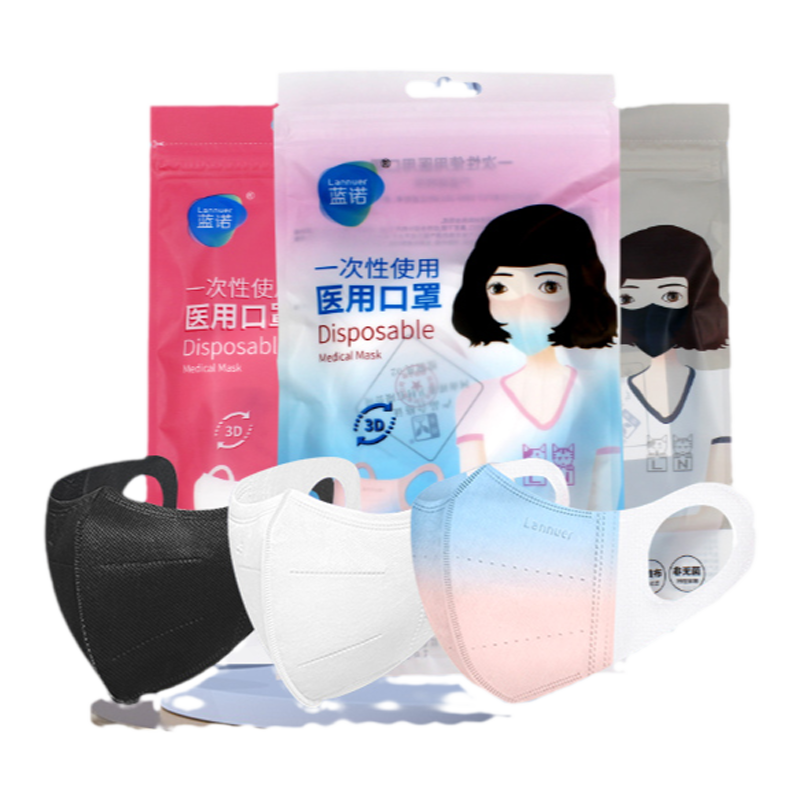 蓝诺一次性医用口罩 C型3d立体修饰脸型医用标准防护8只/包ME