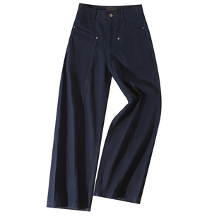 大于诗集 行客巴黎 美拉德高腰直筒阔腿牛仔裤女棕色显瘦阔腿裤冬