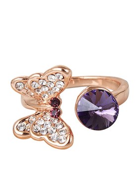 气质蝴蝶水晶装饰食指戒指