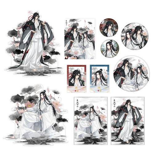 南漫社正版 魔道祖师动画周边《禅意》系列 魏无羡蓝忘机立牌徽章