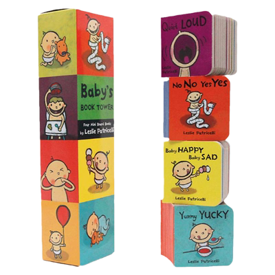 Baby's Book Tower 小毛孩宝塔书4册 一根毛小脏孩 potty绘本 英文原版绘本 Leslie Patricelli 宝宝行为习惯手掌书 0-3岁宝宝