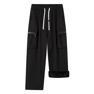 大码裤子男款工装裤2025秋冬新款加绒休闲裤加肥加大胖子直筒长裤