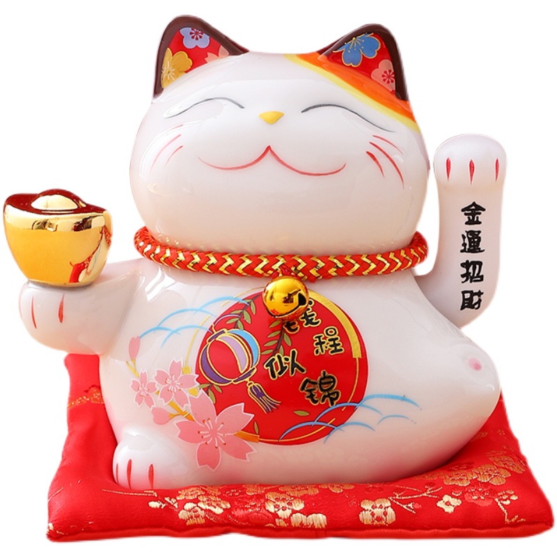 招财猫小摆件自动陶瓷电池朋友