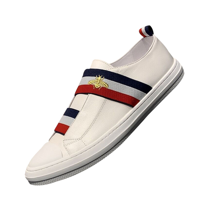 粉萨男士乐福鞋小白套脚欧洲